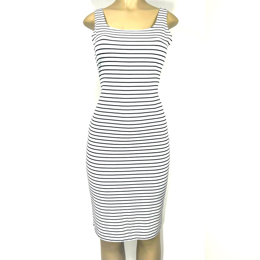 Popular Basics Black and White Sheath Midi Dress Size XL